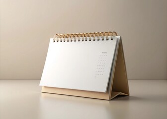 Empty spiral desk calendar 3d mock-up in table home and office Blank 3D table calendar. Office and home decor. Bright minimal background photo for your content