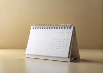 Empty spiral desk calendar 3d mock-up in table home and office Blank 3D table calendar. Office and home decor. Bright minimal background photo for your content