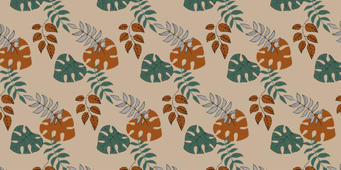 Creative conceptual images of abstract tree leaves, textures in a minimalistic style. Modern design templates for holidays, advertising, brand, bed linen. Ornament, seamless pattern, texture.