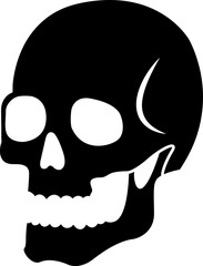 A stark black skull icon, suitable for themes of death, danger, warning, or Halloween