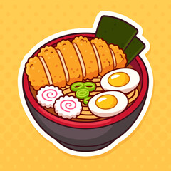 Katsu ramen cartoon drawing