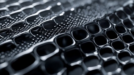 Obraz premium Abstract Metal Grid Pattern Black And White Closeup Geometric Industrial Texture Background Design