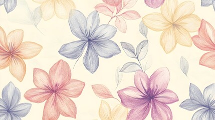 Floral Pattern Sketch Seamless Background