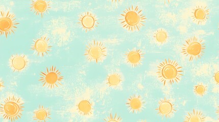 Watercolor Sun Pattern   Summer Sky Background