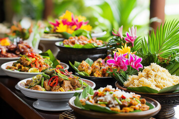 Singaporean Food Served On A Table