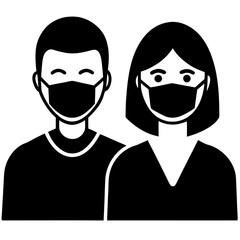 Vector Art of People Wearing Medical Masks