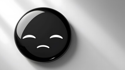 Fototapeta premium Black sleepy face, emotion, alone on white background.