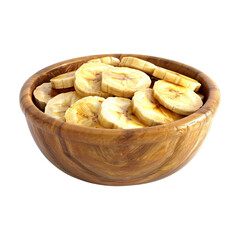 Banana Slices in Bowl isolated on transparent background