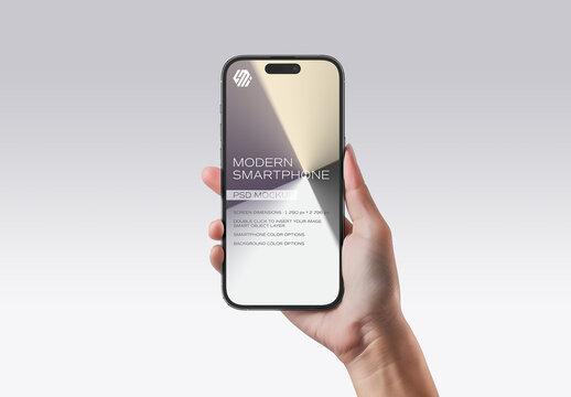 User Hand Holding Isolated Smartphone Mockup. Generative Ai Hand