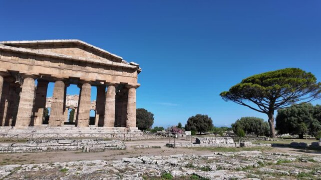 The majest archeological site of Paestum, in the Province of Salerno, Campania, Italy.