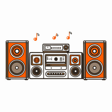 orange stereo system playing music clip art preview