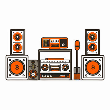 retro orange stereo system graphic clip art preview