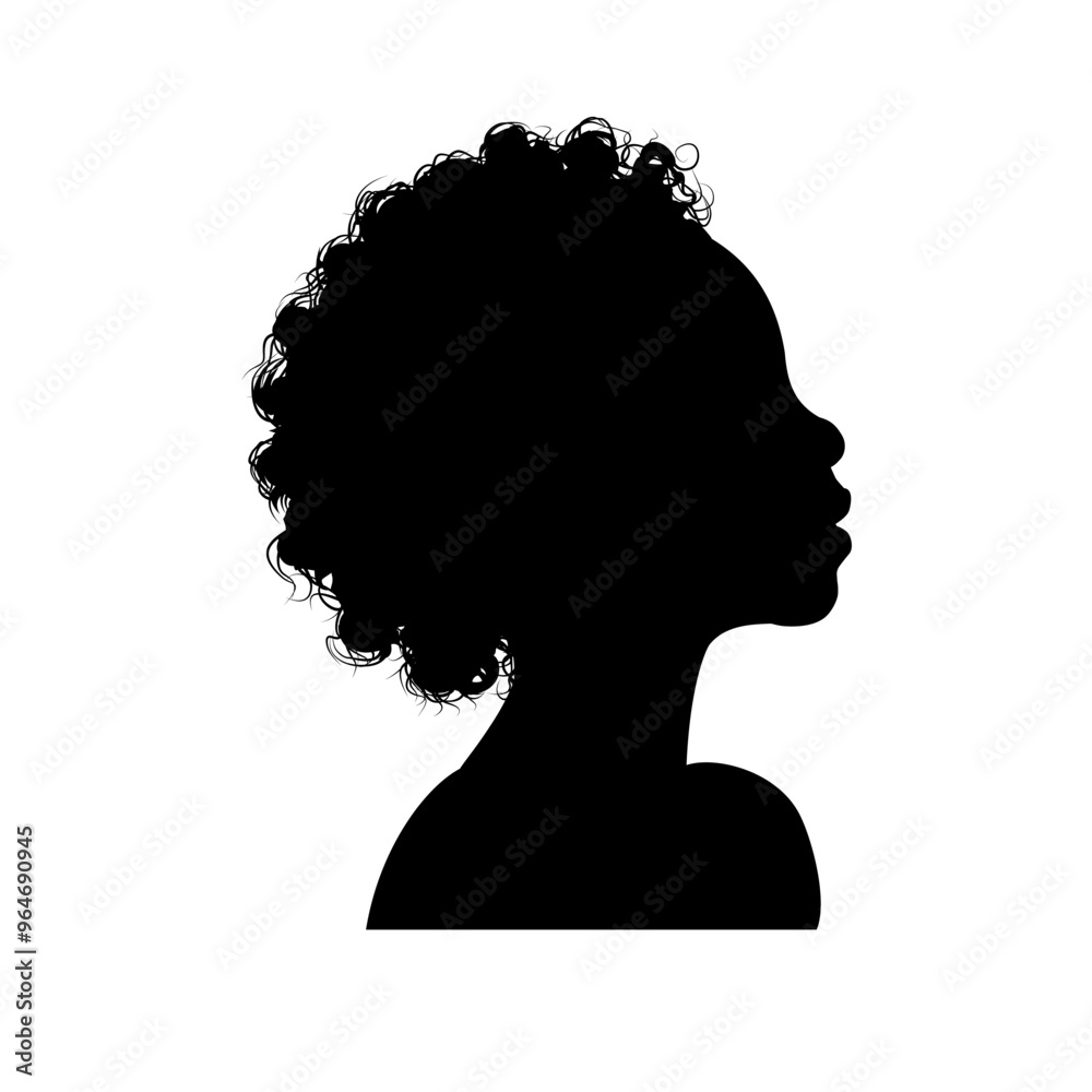 Wall mural Silhouette of a black girl side view, progil - vector illustration