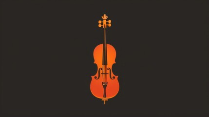 Fototapeta premium Stylized depiction of a cello, characterized by its elongated body, curved neck, and four strings