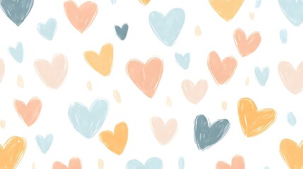 Watercolor Hearts Pattern  Seamless Pattern  Romantic  Love  Pastel Colors