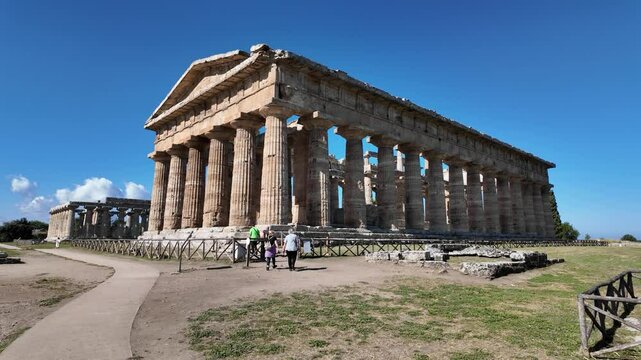 The majest archeological site of Paestum, in the Province of Salerno, Campania, Italy.