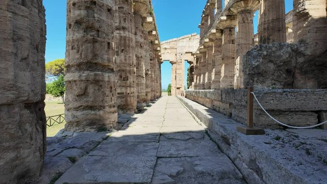The majest archeological site of Paestum, in the Province of Salerno, Campania, Italy.