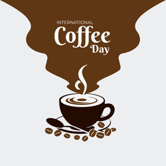 International Coffee Day. 1st October. Template for background with banner, poster and card. flat illustration. Flat design. Jpeg format.