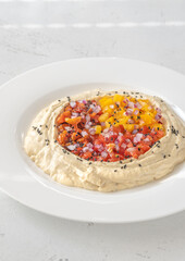 Portion of hummus
