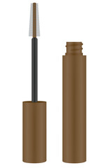 Brown mascara, open bottle, vector