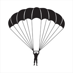 Skydiver in Action: Parachute Silhouette Vector Illustration