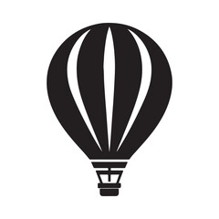 Naklejka premium Black Minimalist hot Air Balloon Silhouette Vector Icon on White Background