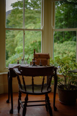 table and chairs in a garden