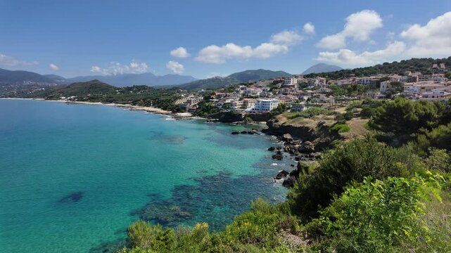 Marvelous summer seascape at Palinuro, in the Cilento region. Province of Salerno, Campania, Italy.
