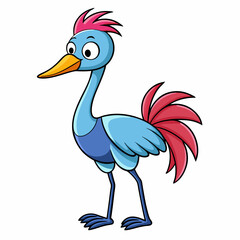 Vibrant Full-Body Crane Vector Art with Bold Lines on White Background