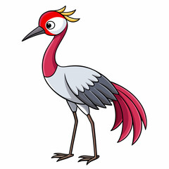 Vibrant Full-Body Crane Vector Art with Bold Lines on White Background