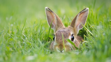 Curious Rabbit in Grass