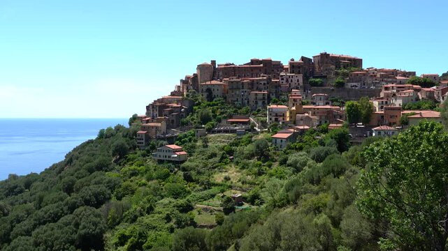 Scenic view in the beautiful village of Pisciotta, in the Cilento region. Province of Salerno, Campania, italy.