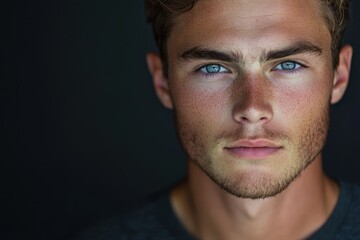 Fototapeta premium Close-up portrait of a man with intense blue eyes