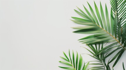 Modern tropical leaf arrangement on white background