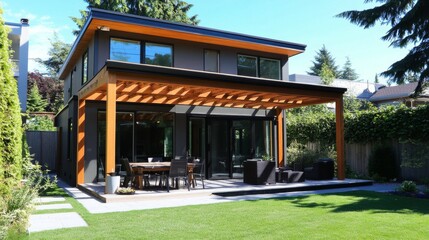 Fototapeta premium Modern Home with Outdoor Patio