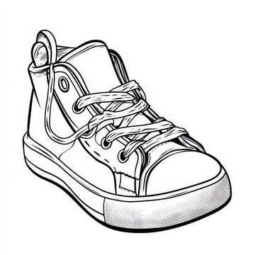 recommend clip art: Hand-drawn sketch of a stylish sneaker with laces, perfect for fashion and footwear design concepts.