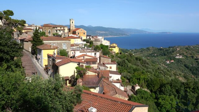 Scenic view in the beautiful village of Pollica, in the Cilento region. Province of Salerno, Campania, italy.