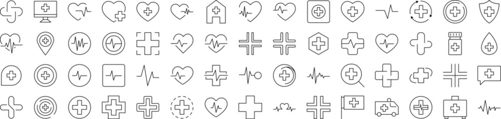 Medical Cross Outline Simple Linear Image Collection. Editable Stroke. Suitable for Web Sites, Books, Cards, Apps