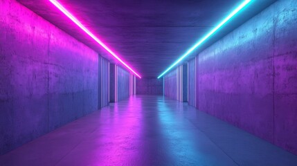 Neon Lighted Corridor