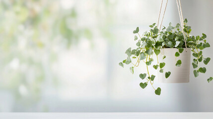 A potted plant hanging from a window