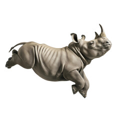 Obraz premium Rhinoceros isolated on white or transparent background, png clipart, design element. Easy to place on any other background.