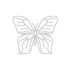 Butterfly line art. Simple minimal butterfly line tattoo icon logotype. Butterfly Black And White Illustration White Background. Butterfly Coloring Book

