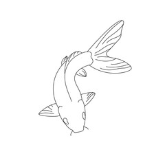 One single line drawing of elegant beauty koi fish for company logo identity. Elegant Japanese beautiful fish carp icon concept. Trendy continuous line draw design graphic vector illustration