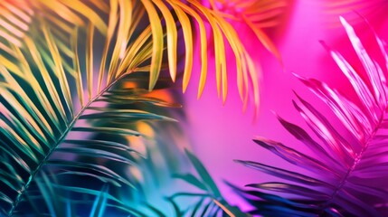 Vibrant Tropical Leaves with Colorful Background