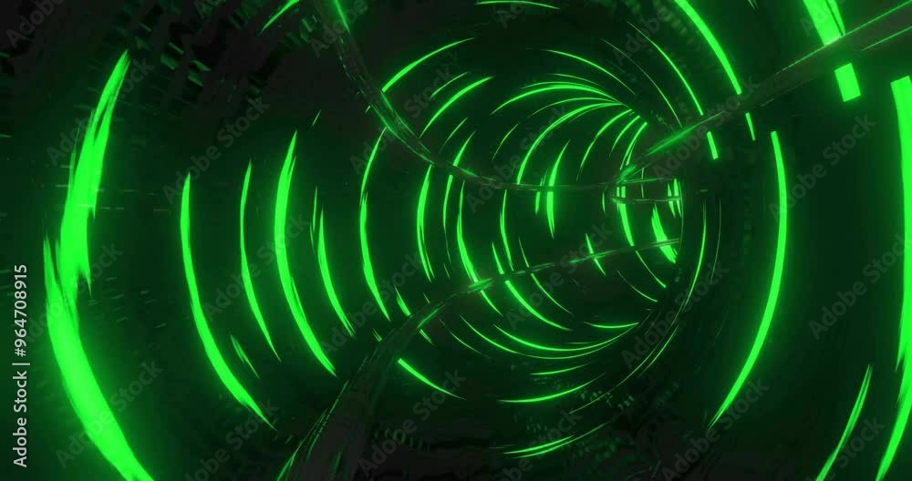 Poster animation of green digital tunnel on black background