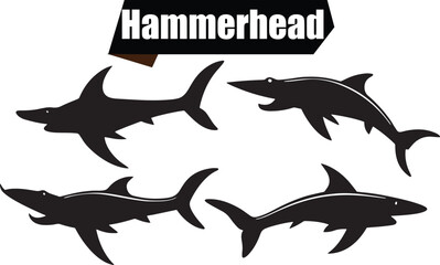 Fototapeta premium Hammerhead Modern Black Silhouette Design Elements