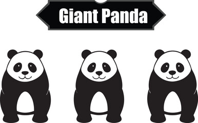 Obraz premium Giant Panda Outline Silhouette Graphics Collection
