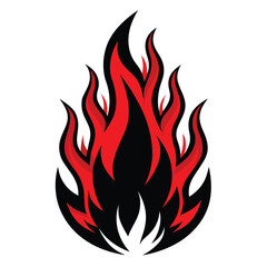 Fire and flames. Black and red fiery flames. Vector scalable design on white background