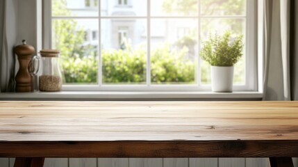 Fototapeta premium Cozy Kitchen View with Wooden Table
