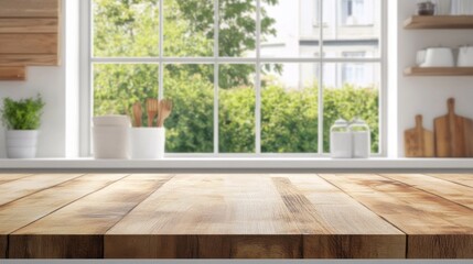 Fototapeta premium Bright Kitchen View with Wooden Table